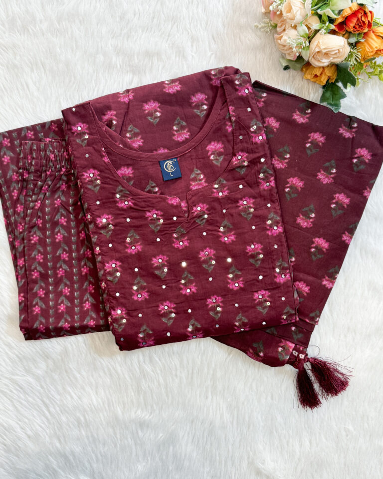 Regular Wear Cotton Salwar Set | Wine | C