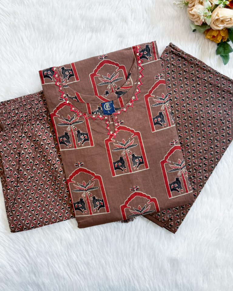 Regular Wear Cotton Salwar Set | Brown |