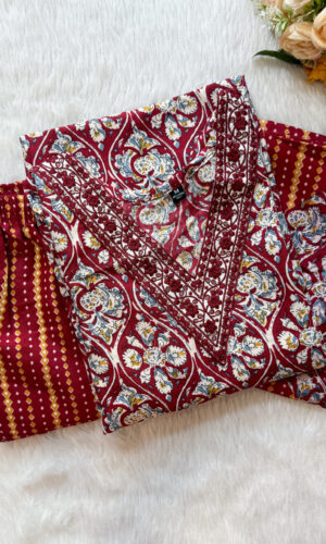 Regular Wear Cotton Salwar Set | Maroon | MC2892A
