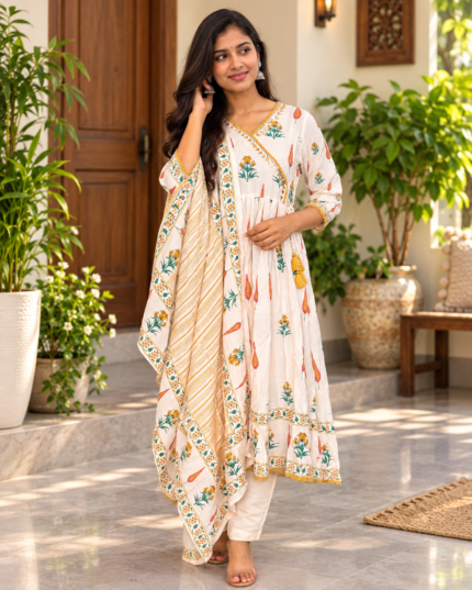 Angrakha Soft Muslin Salwar Set for women