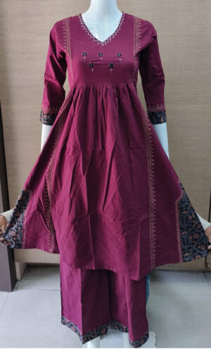 Anarkali Cotton Kurta Pant Set | RR0007B