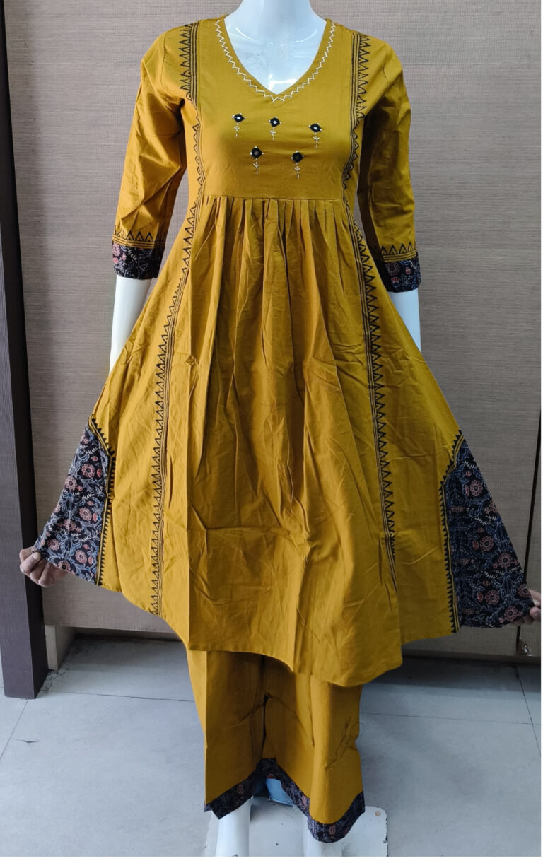 Anarkali Cotton Kurta Pant Set | RR0007F