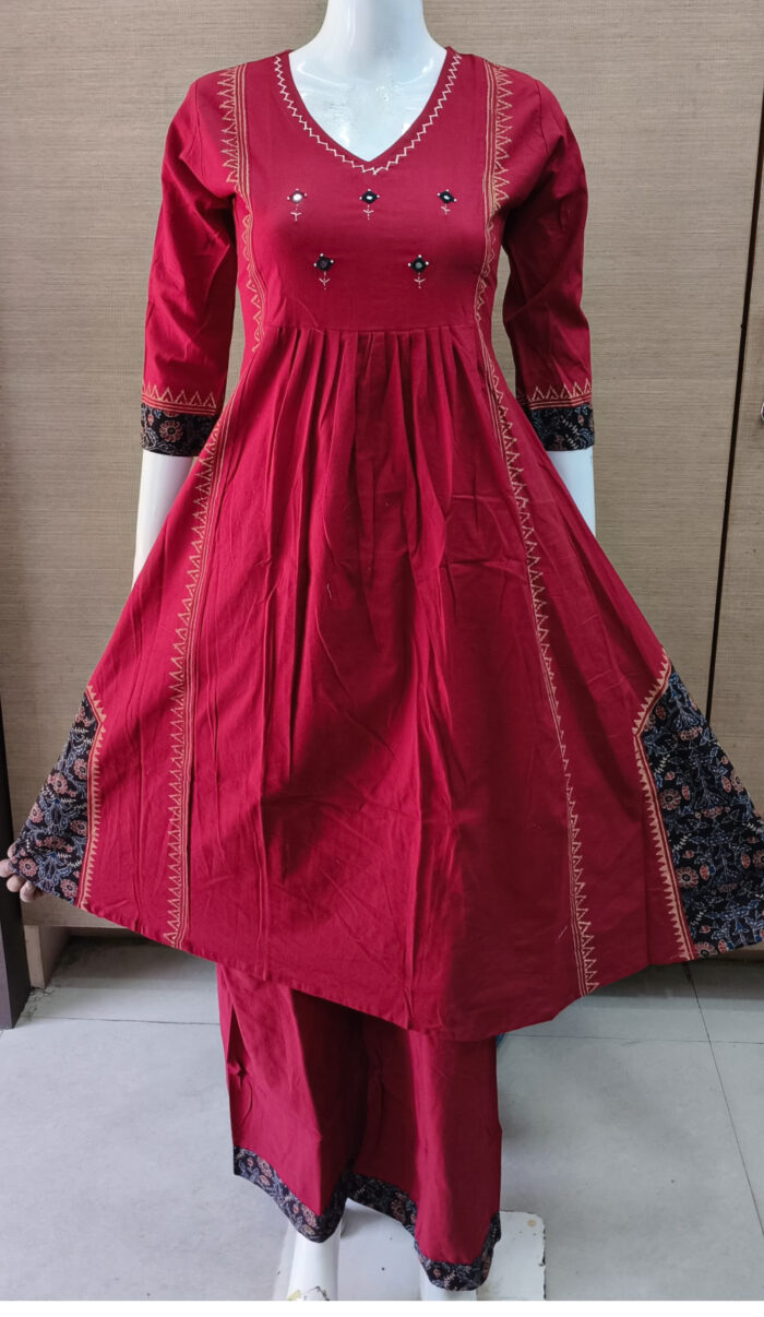 Anarkali Cotton Kurta Pant Set | RR0007D