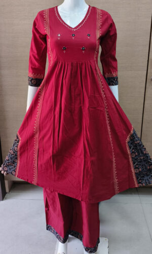 Anarkali Cotton Kurta Pant Set | RR0007D