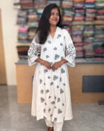 Attractive folk art Natural Linen Co-ord Suits For Women's