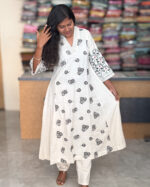 Attractive folk art Natural Linen Co-ord Suits For Women's