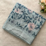 Linen Cotton Saree with Checked Pattern