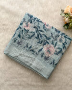 Linen Cotton Saree with Checked Pattern