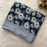 Linen Cotton Saree in Blue Color