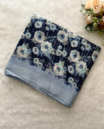 Linen Cotton Saree in Blue Color