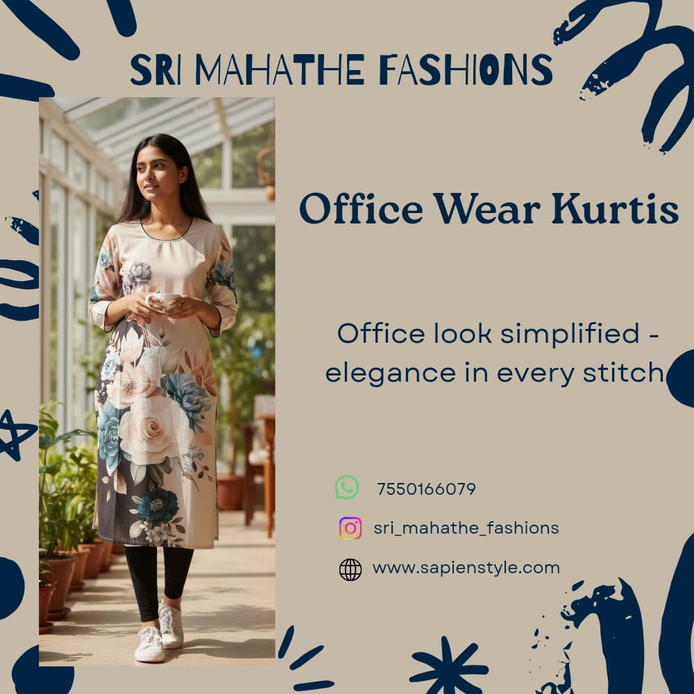Stylish cotton office wear kurtis for women in elegant professional designs