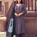 Rayon Salwar Set with Round Neck & V-Cut for Women's