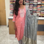 Luxurious Vatican Silk Peach Salwar Set for women