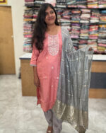 Luxurious Vatican Silk Peach Salwar Set for women