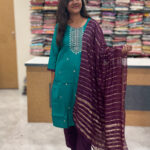 Luxurious Vatican Silk Peacock Green Salwar Set for women