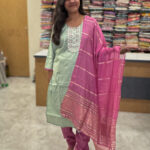 Luxurious Vatican Silk Aqua green Salwar Set for women