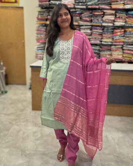 Luxurious Vatican Silk Aqua green Salwar Set for women