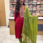 Luxurious Vatican Silk Cherry Red Salwar Set for women