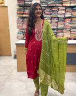 Luxurious Vatican Silk Cherry Red Salwar Set for women