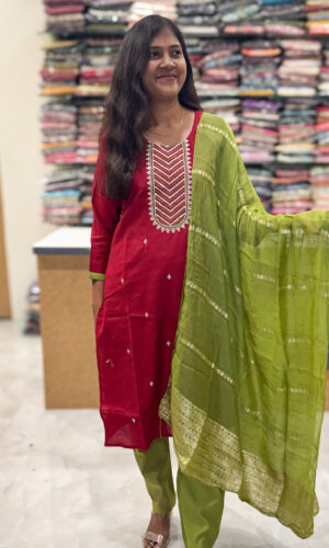 Luxurious Vatican Silk Cherry Red Salwar Set for women