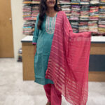 Luxurious Vatican Silk Aqua Blue Salwar Set for women