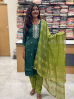 Luxurious Vatican Silk Dark Green Salwar Set for women