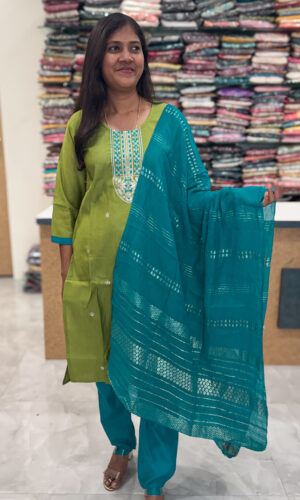 Luxurious Vatican Silk Grass Green Salwar Set for women