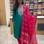 Luxurious Vatican Silk Jungle Green Salwar Set for women