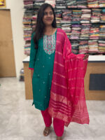 Luxurious Vatican Silk Jungle Green Salwar Set for women