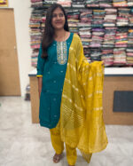 Luxurious Vatican Silk Teal Green Salwar Set for women