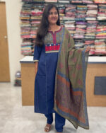 Graceful Navy Blue Cotton Salwar Set for women