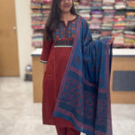 Graceful Maroon Cotton Salwar Set for women