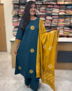 Graceful Dark Green Cotton Salwar Suit for women