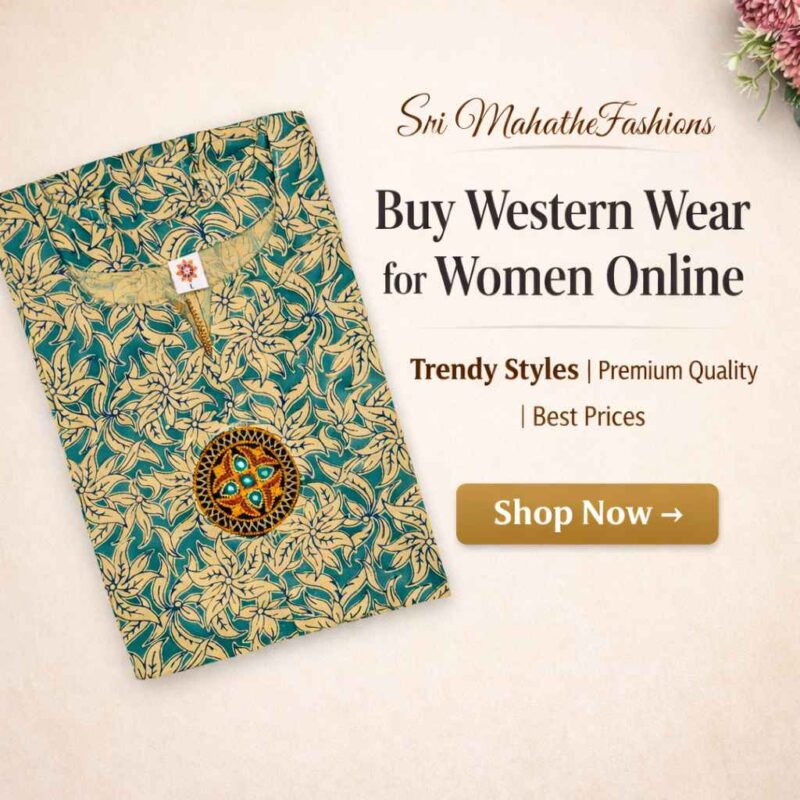 Buy western wear for women online green printed designer top Sri Mahathe Fashions