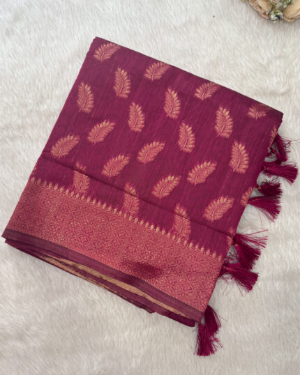Fancy Silk Saree with Zari Leaf Design for women