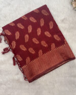 Fancy Silk Saree with Zari Leaf Design for women
