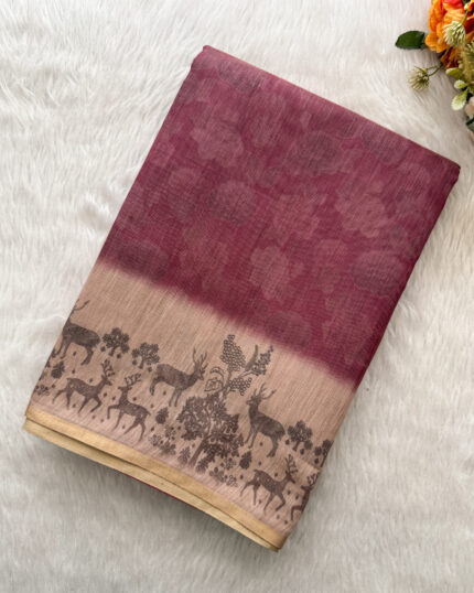 Elegant Linen Cotton Saree for women