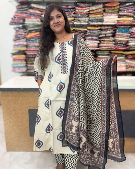 Elegant A-Line Cotton Salwar Suit with Dupatta for women