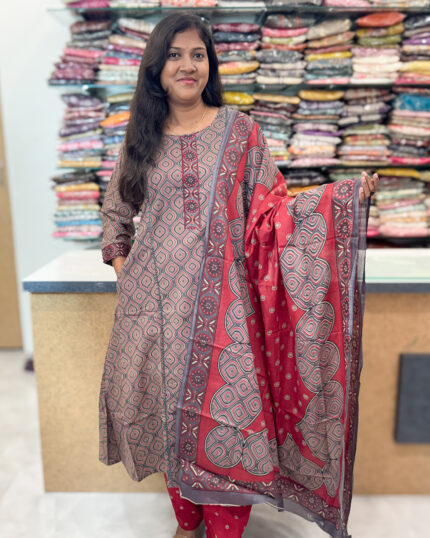 Elegant A-Line Cotton Salwar Suit with Dupatta for women