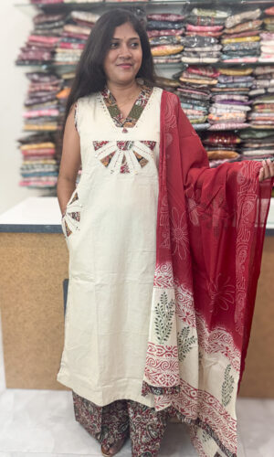Elegant Cotton Salwar Suit with Palazzo Pants for women