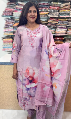 Elegant Muslin Salwar Suit with Dupatta for women