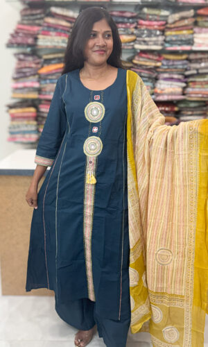 Elegant Cotton Salwar Suit with Palazzo Pants for women