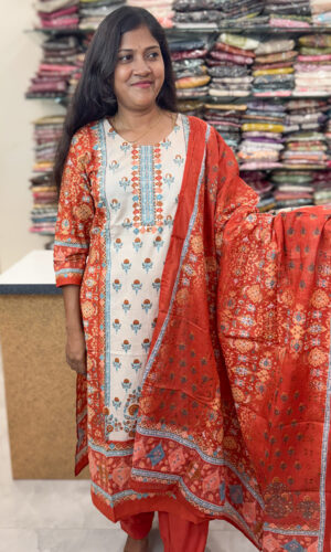 Elegant Straight Cotton Salwar Suit with Dupatta for women