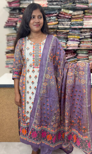 Elegant Straight Cotton Salwar Suit with Dupatta for women