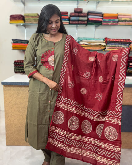 Lovely Cotton Salwar Suit with Dupatta for women