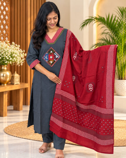 Lovely Cotton Salwar Suit with Dupatta for women