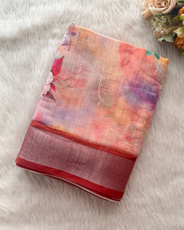 Lovely Linen Cotton Saree for women