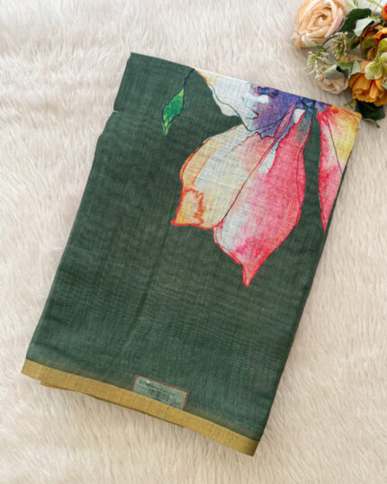 Premium Linen Cotton Saree for women.