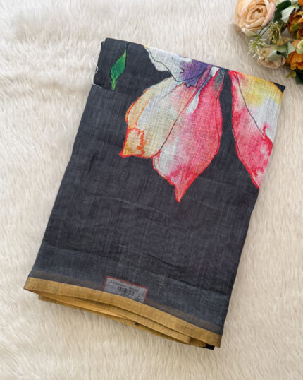 Premium Linen Cotton Saree for women.