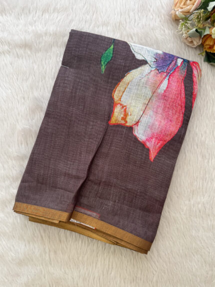 Premium Linen Cotton Saree for women.